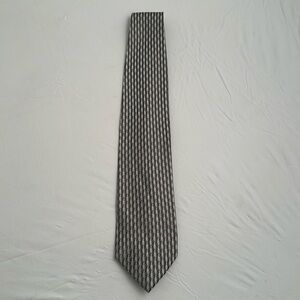 Format silvery gold metallic and black pattern silk tie